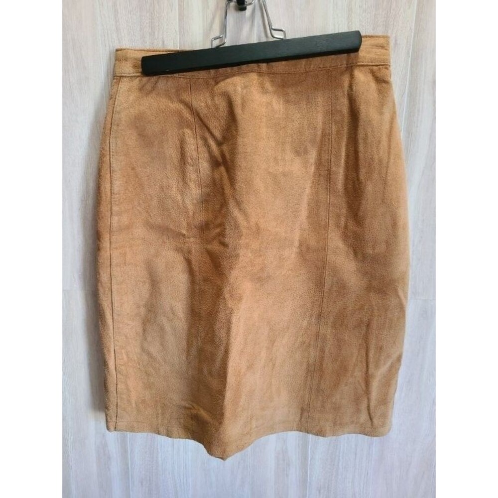 Vintage 90s G-III Global Identity Camel Suede Leather Pencil Skirt Womens 3/4